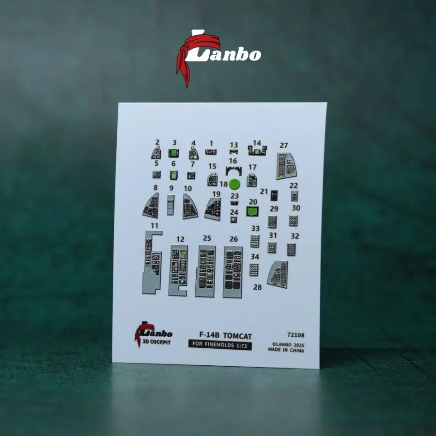 نماذج Lanbo 72108 F_14B TOMCAT لقوالب دقيقة 1:72 قمرة القيادة ثلاثية الأبعاد