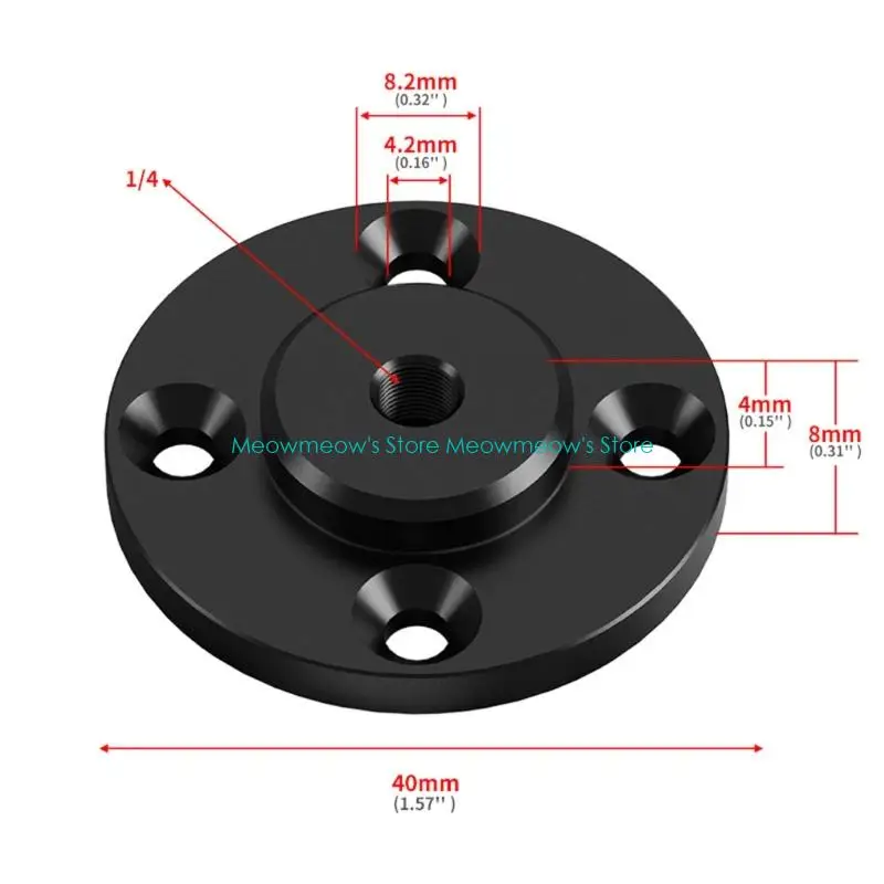 W91A 1/4 비디오 블로깅 장비 및 데스크탑 장치 설치 용 알루미늄 합금 장착 플랫폼 고정 기반