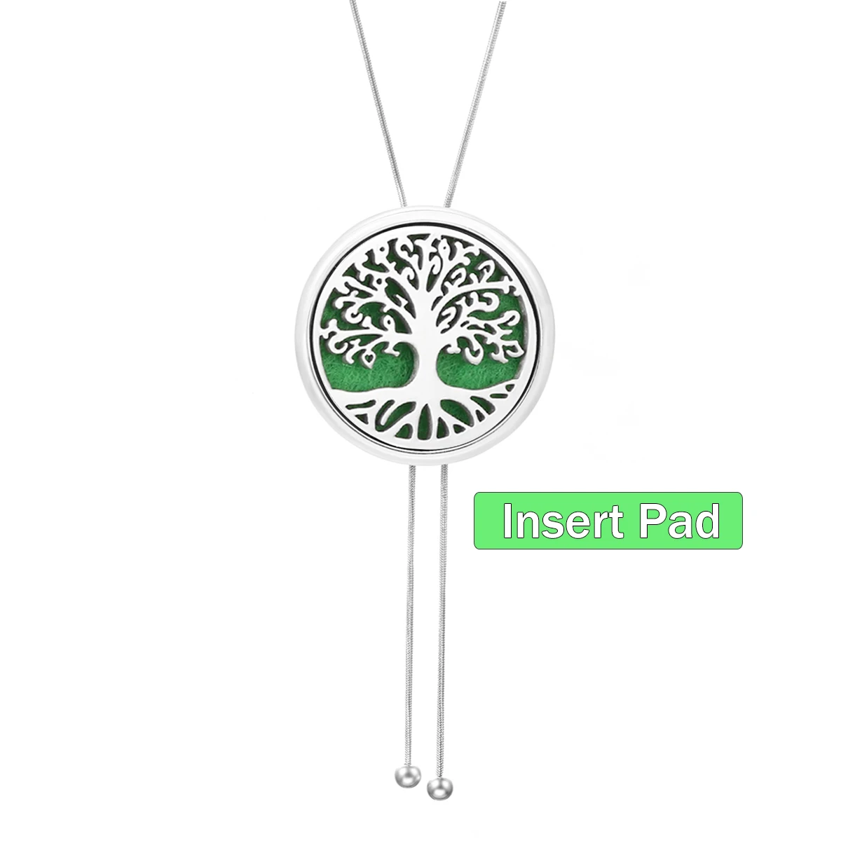 Tree of Life Aromatherapy Diffuser Perfume Locket Pendant Insert Gasket 28mm Adjustable Women Sweater Chain Tassel Necklace Gift