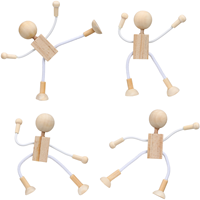 4 Pcs Wooden Toys Shapable Dolls for Children Robots White Embryo Unfinished Educational Craft Bamboo DIY Toddler
