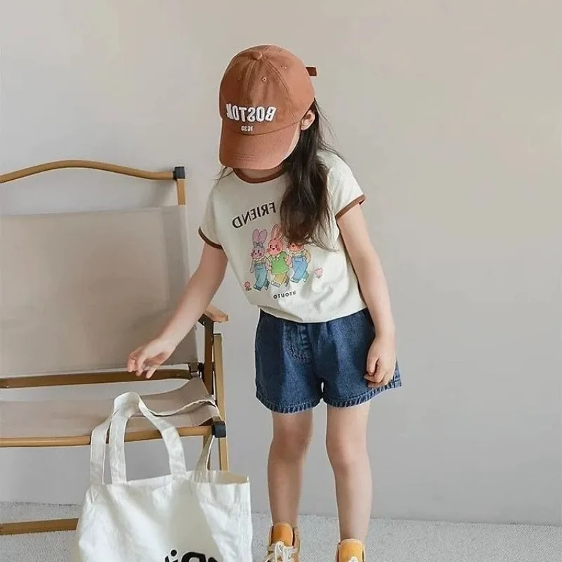 2026 Summer Girls' Denim Shorts with Playful Ears Fashion Versatile Kids' Shorts for Baby Girl Stylish Unique