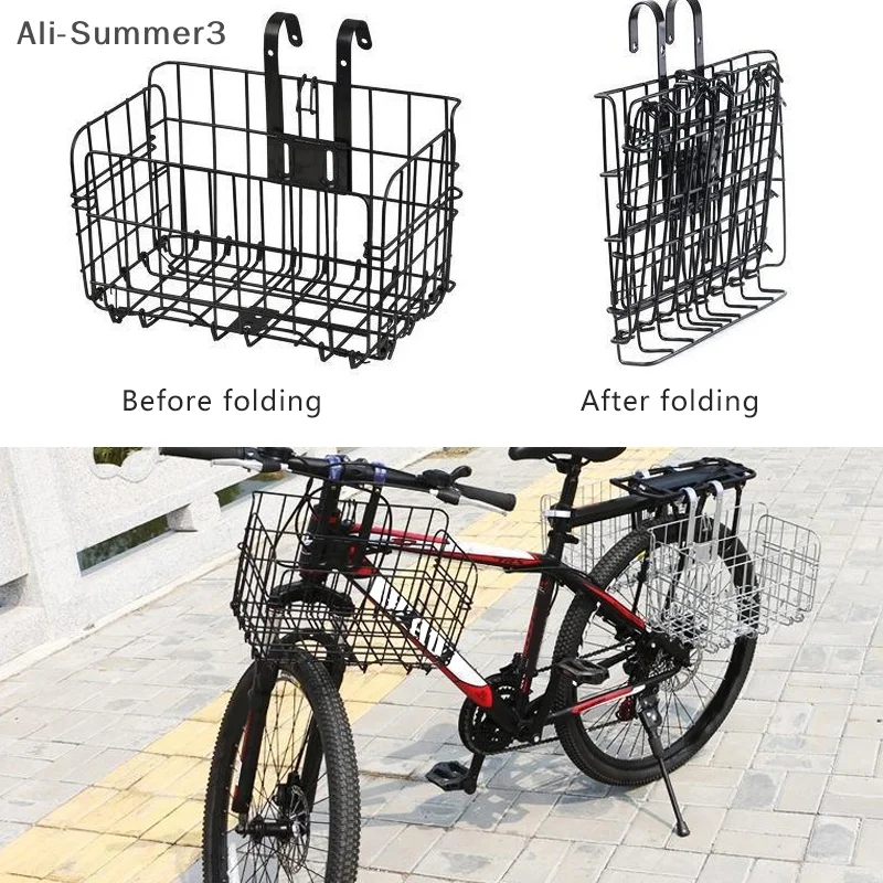 Mountain Bike Folding Storage Basket Bike Basket Front And Rear Hanging Thin Side Trailer Basket Bike Accessories Bike Basket