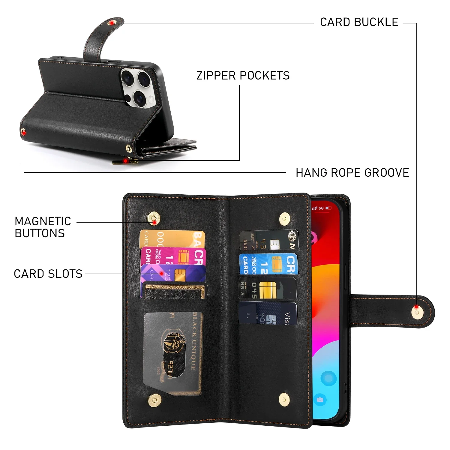 حافظة جلدية قابلة للطي لهاتف OPPO Reno 13 Pro 13F 12 12F 11 11F 10 غطاء محفظة بطاقة الهاتف Coque