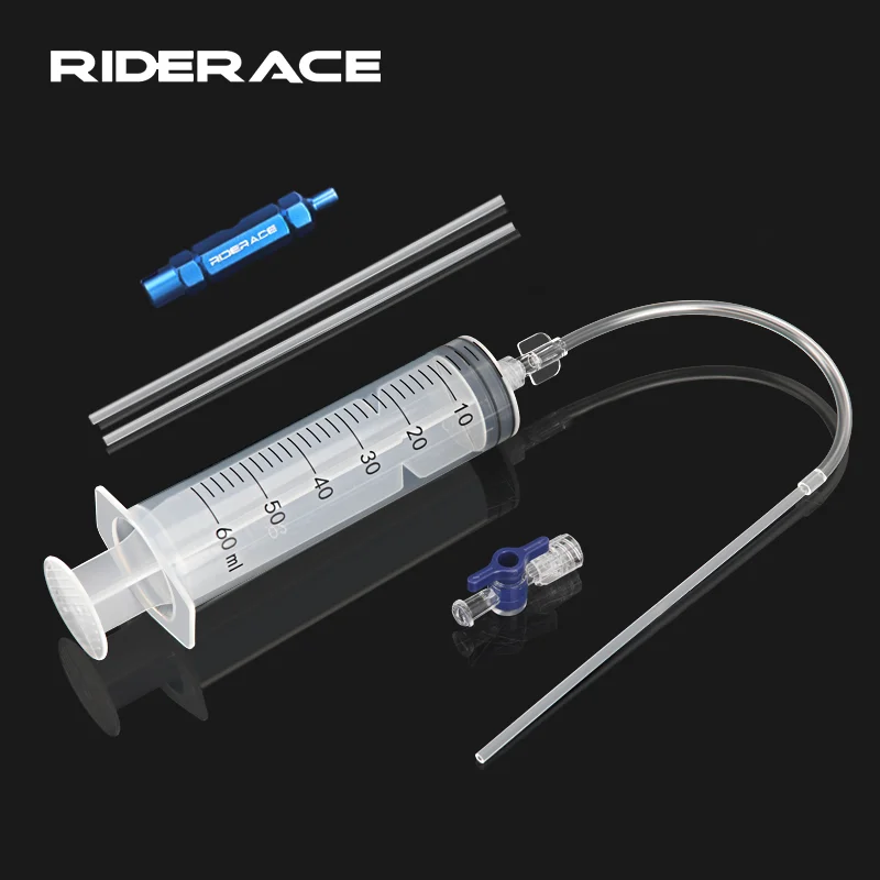 Bicycle Tubeless Tyre Sealant Injector Injection Tool Schrader Presta Valve Core Removal Tool 60ml Syringe Rubber Hose Kit