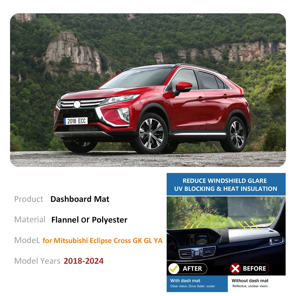 For Mitsubishi Eclipse Cross GK GL YA 2018 2019 2020 2021 2022 2023 2024 Dashboard Mat Cover Dash Protective Avoid Light Cooling