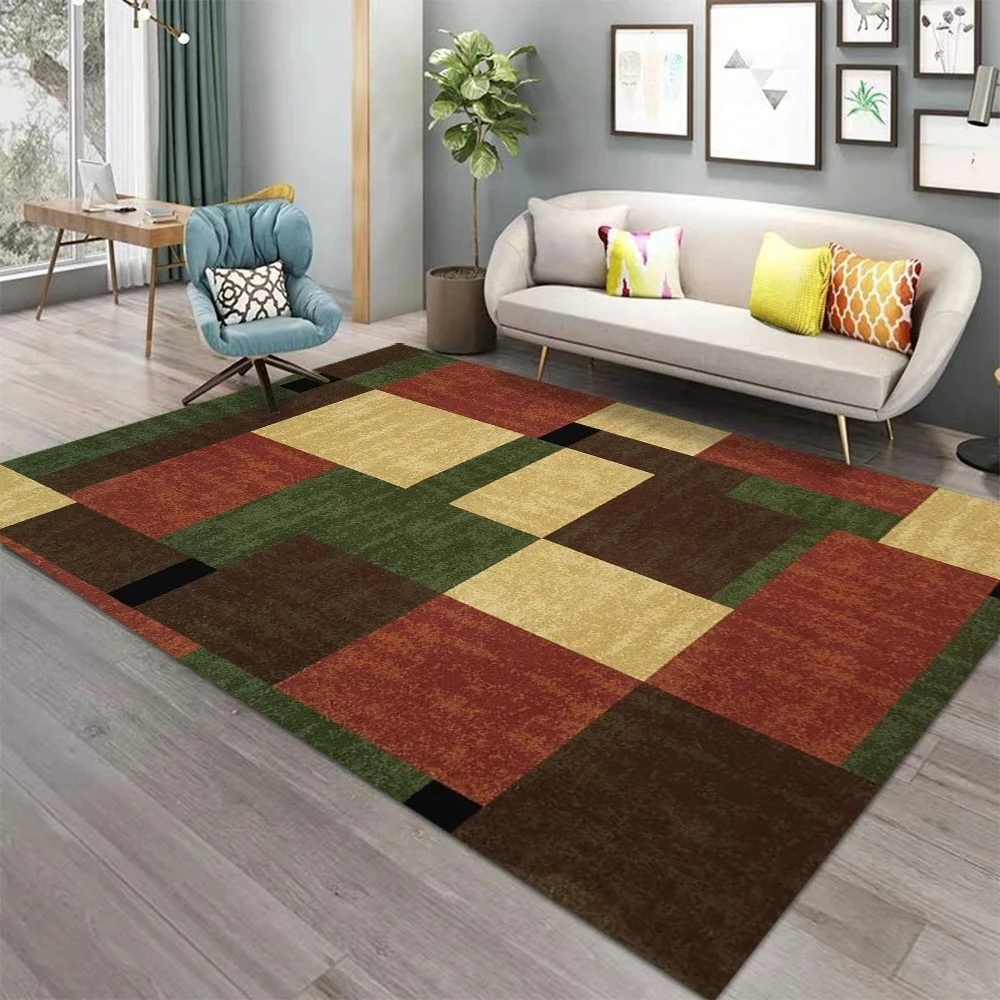 Contemporary Rug Style,  Non-Slip Geometric Pattern Carpet, Easy to Clean Floor Mat for Modern Home Living Room Bedroom Decor