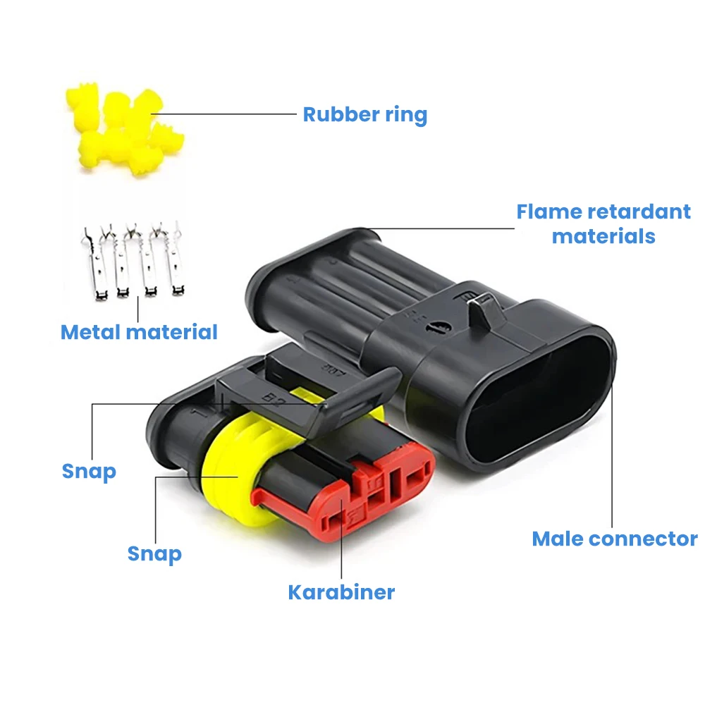 1/2/3/4 Pin Waterproof Electrical Terminal Quick Connector with Wire 10Pcs/5Sets, Suitable for Cars, Ships, etc LK-AA421