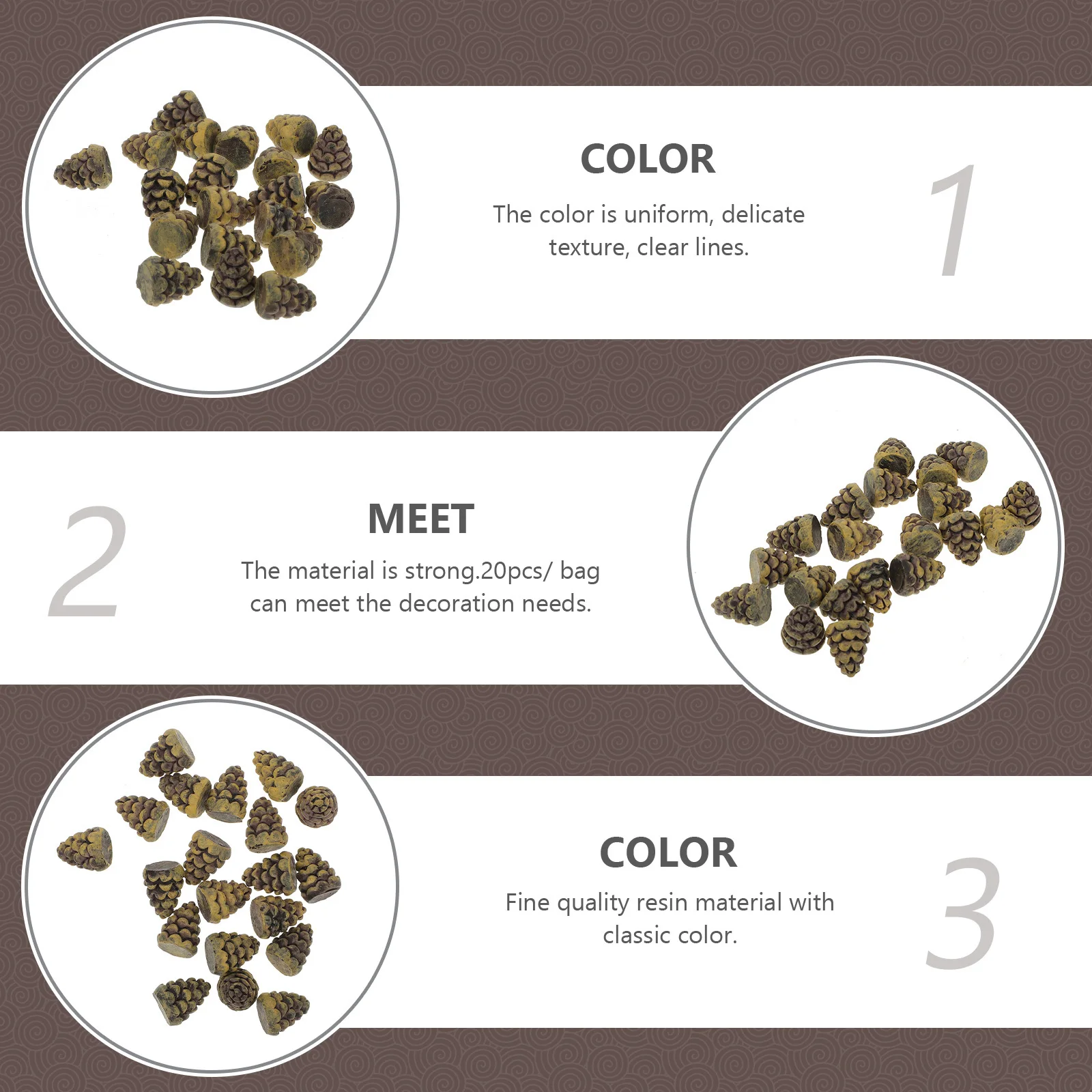 

20Pcs Pine Cone Resin Decoration Classic Christmas Tree Hanging Ornaments Home Office Holiday Party Decor Romantic Festival