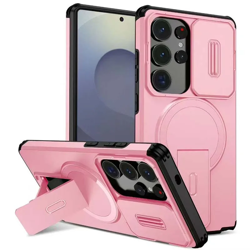 Luxury Invisible Bracket Hard PC Magnetic Phone Case With Sliding Window Protection For Samsung Galaxy S26Ultra S23 S24 S25FE