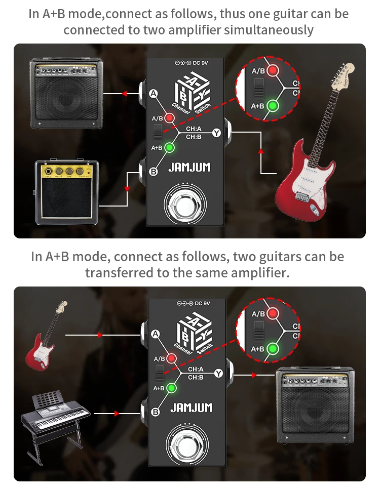 ABY Kanalwahlschalter für E-Gitarre, Line-Selector-Fußpedal – Detail 5