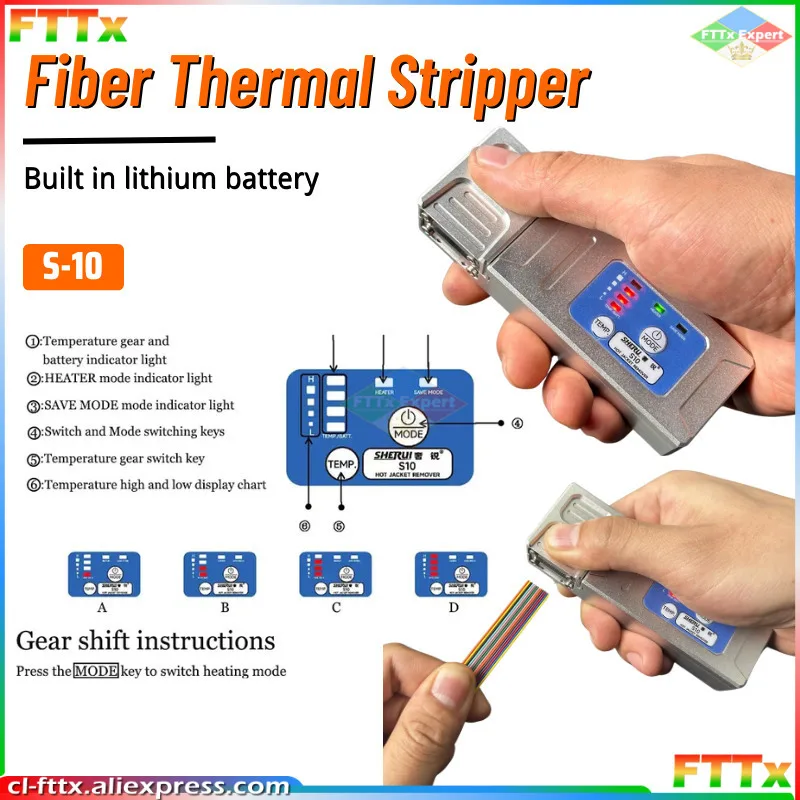 S10 Fiber Thermal Pliers Heated Optical Wire Stripping Slitter Ribbon Hot Jacket Stripper Fusion Splicer Cable Cutter Tool