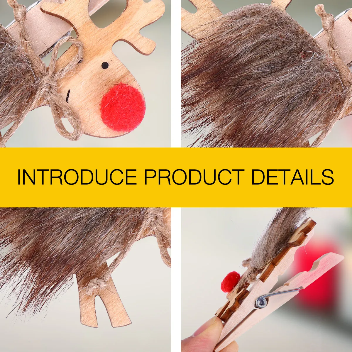 6pcs Wooden Christmas Elk Clips – Photo & Note Holder for Party, Home Decor, Holiday Card Display