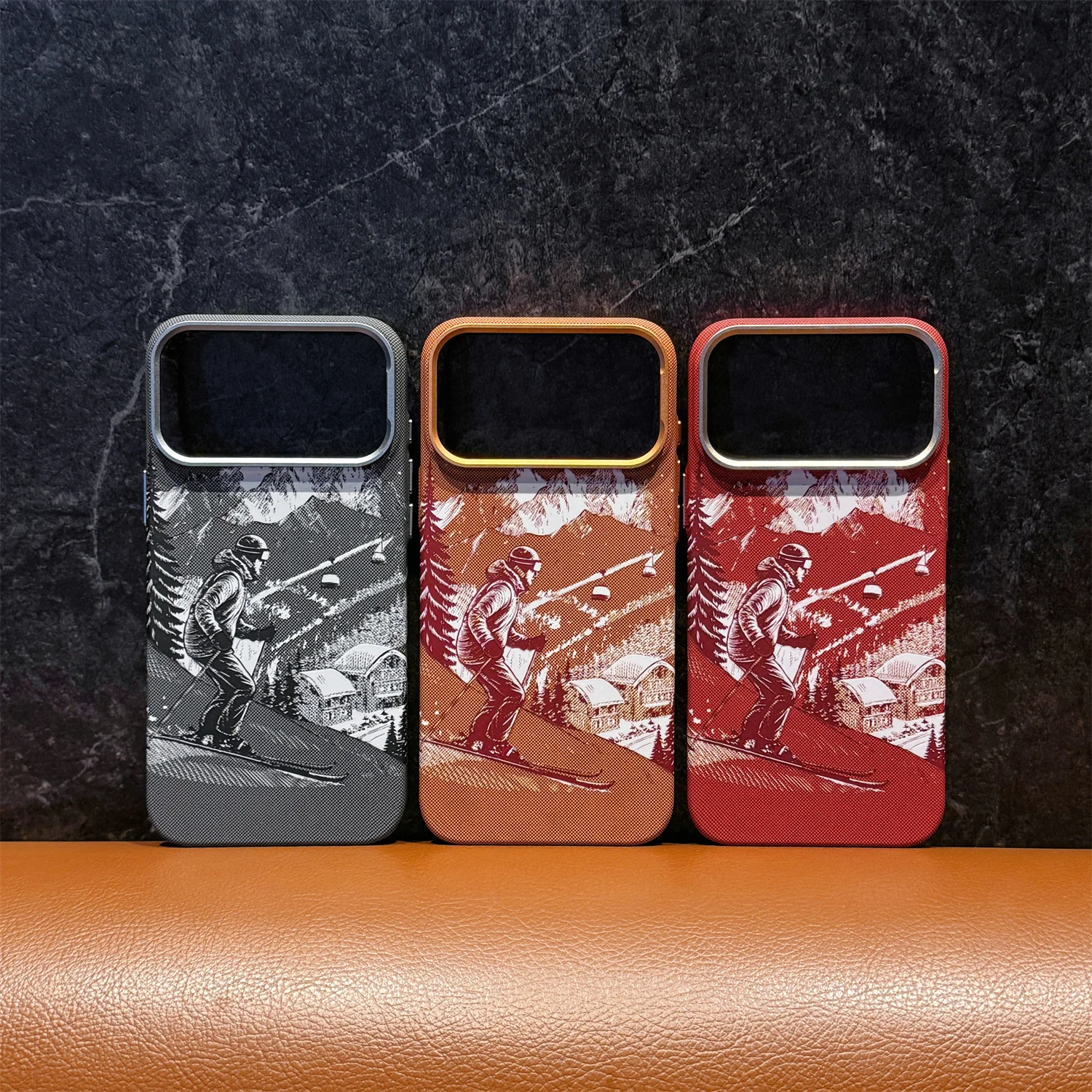 Ultrathin Carbon Fiber Textured Case for iPhone 18/17/Air/16/15 pro Max Magnetic Cover Skin-Friendly Touch Trendy Snow Skating