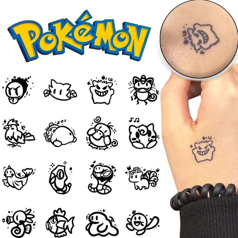 Pokemon Pikachu Waterproof Temporary Tattoo Sticker Wrist Cute Design Tattoo Stickers Waterproof Art Fake Tatoo for Men Women