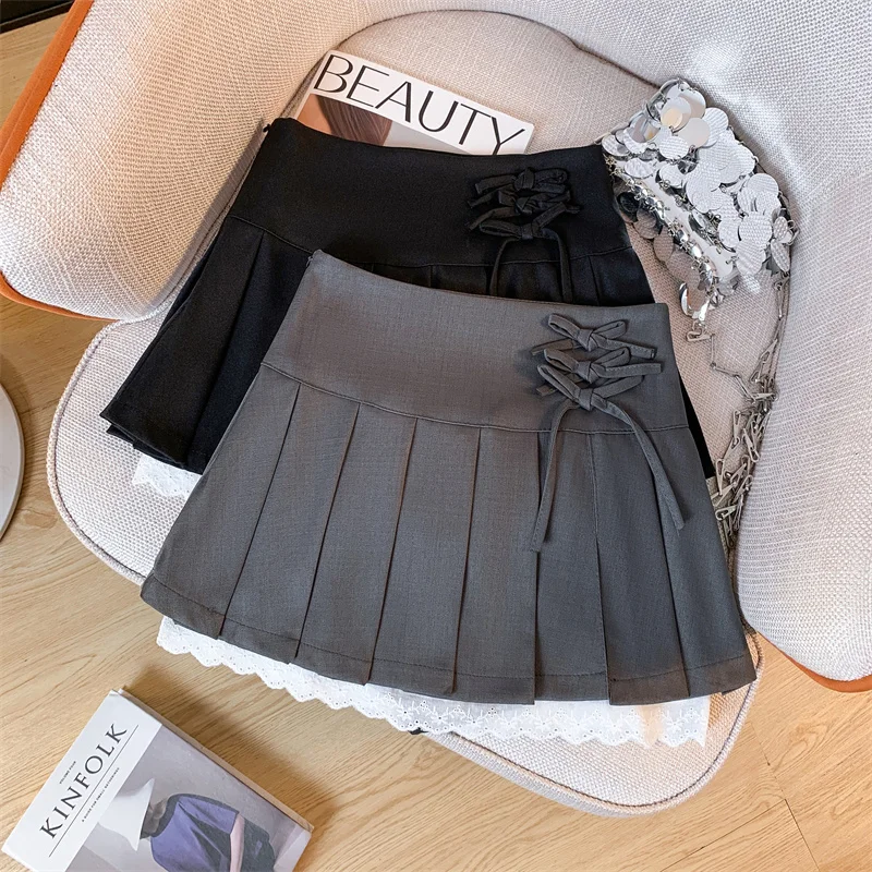 Mini Falda plisada de encaje Balletcore para mujer, falda acampanada estética de los años 2000, Faldas Kpop Kawaii Club K495, novedad de verano