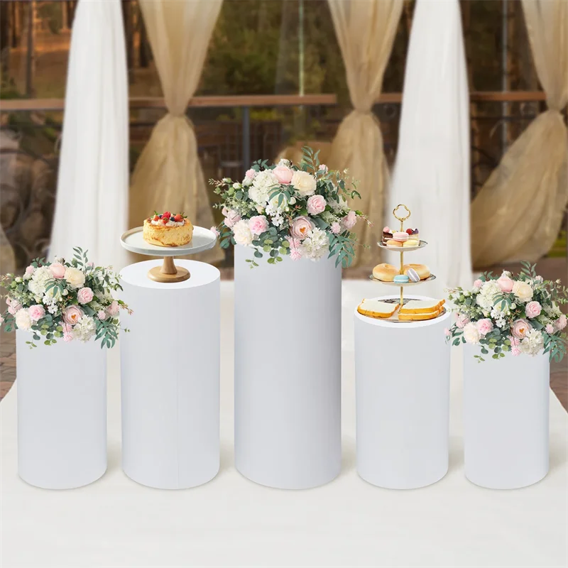 5PCS/Set Cylinder Pedestal Holder Cake Rack Plinths Pillars Display Holiday Wedding Party DLY Decor