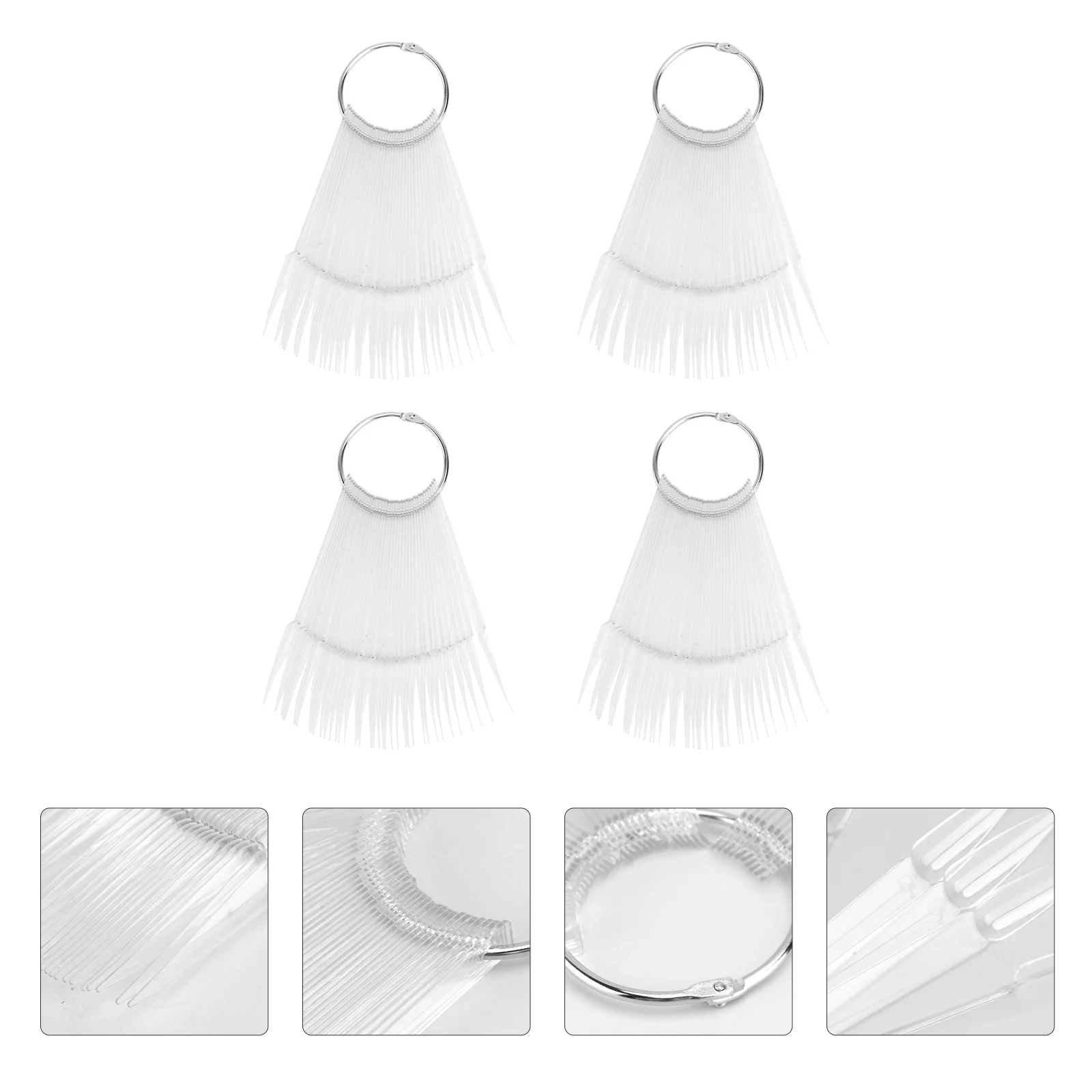 4세트 부채꼴 팁 연습 키트 투명 아트 디스플레이 보드 매니큐어 연습용 팁 네일 컬러 플레이트