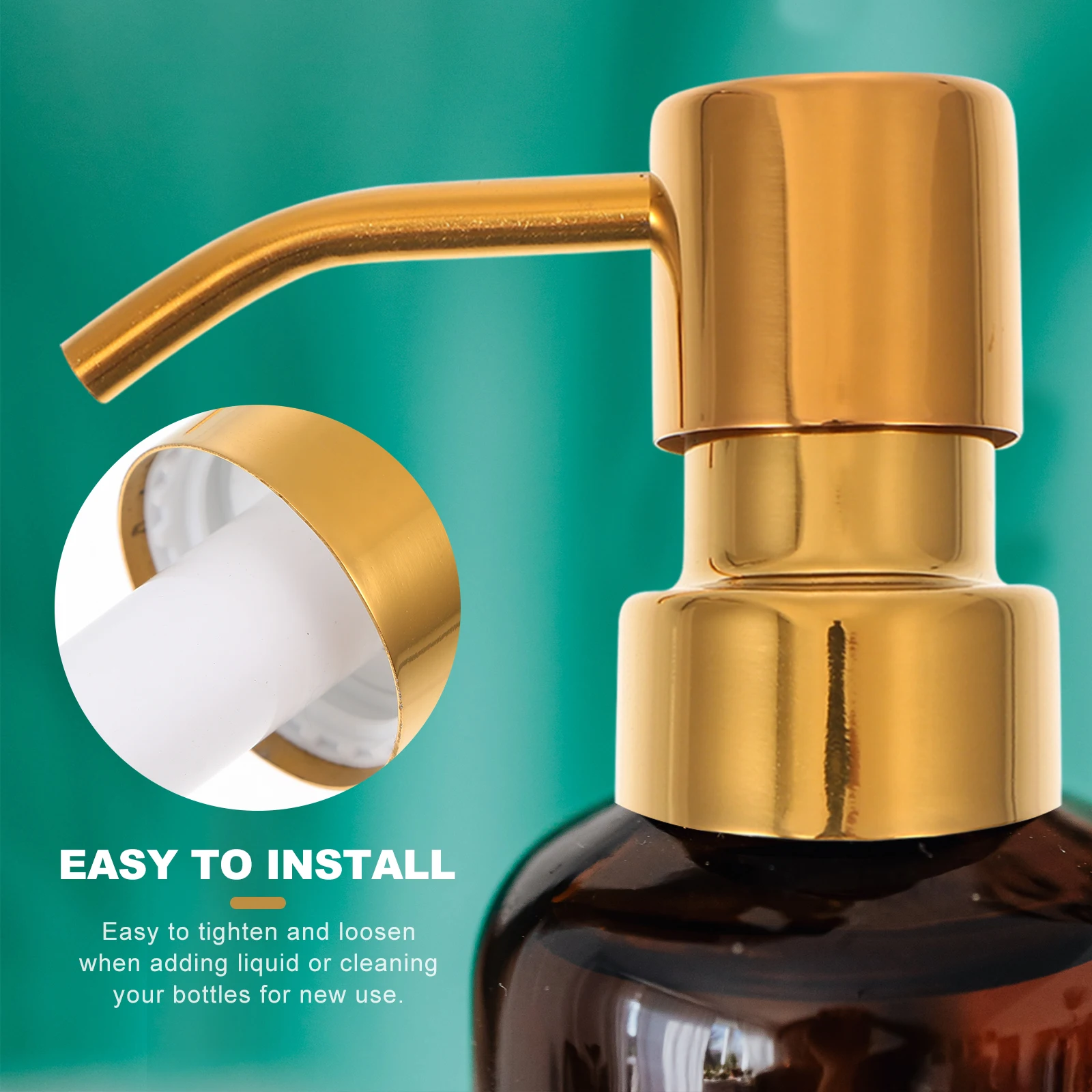 

2 Pcs Plating Pump Head Metal Soap Dispenser Perfume Pumps for Shampoo Bottle High Quality