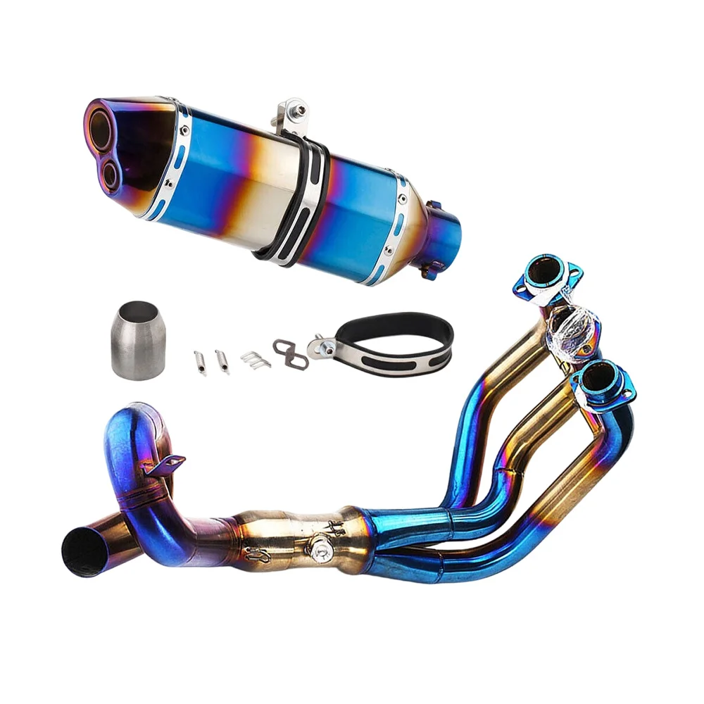 Komplettes System für Yamaha MT09 FZ09 XSR900 Tracer 2014-20 Auspuffrohre Auspuffanlagen Auspuff 370mm Krümmerrohr – Detail 2