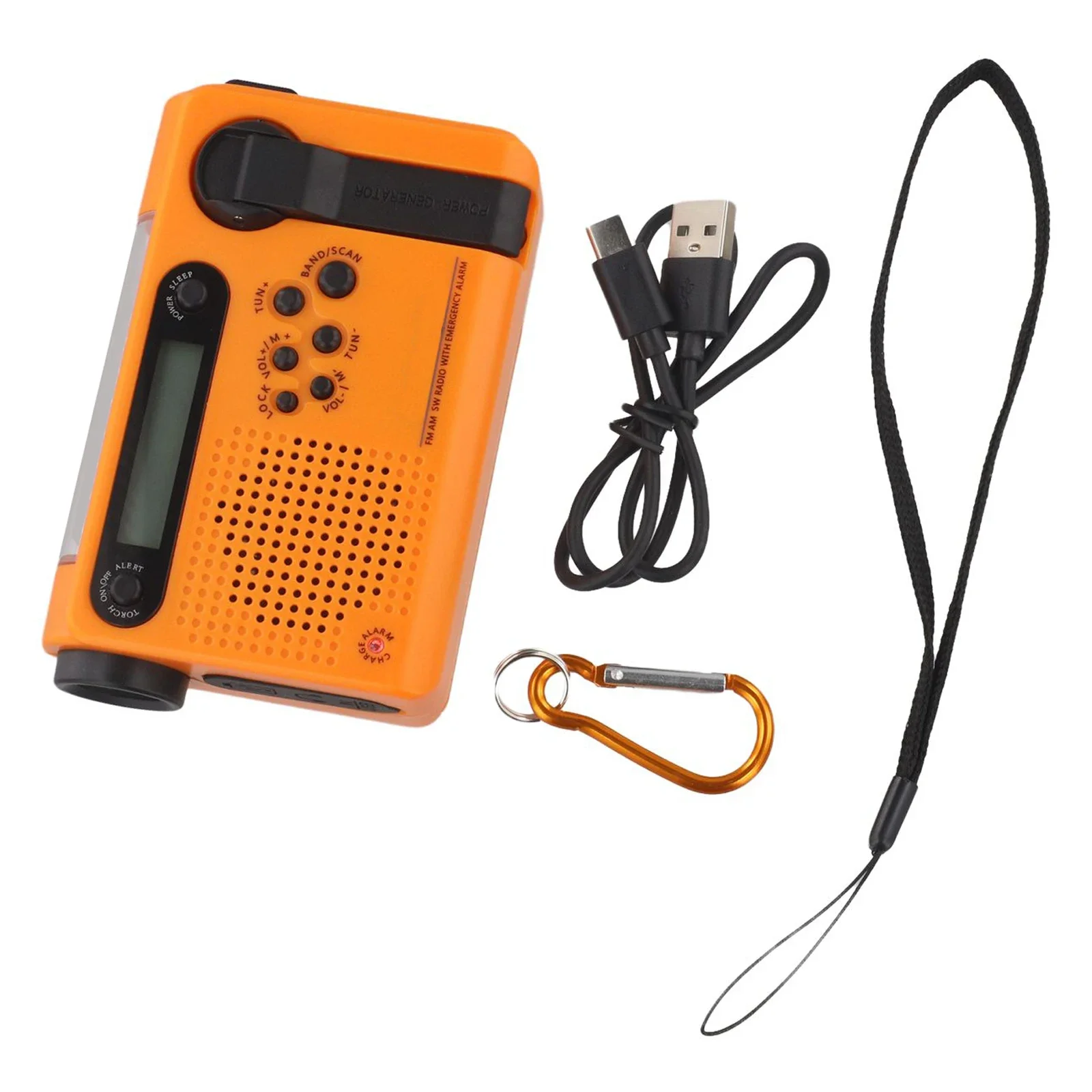 2000mAh Power Bank Solar Hand Crank Radio ABS Material Construction Compact Size Radio Customizable Sleep Timer