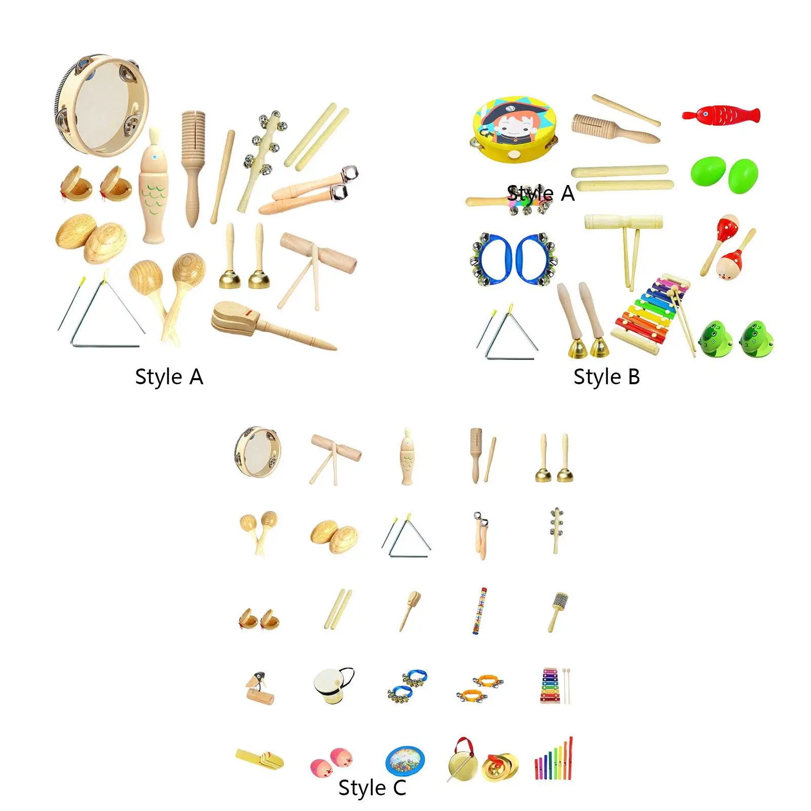 Wooden Musical Instruments Set for Toddlers, Percussion Toys for Kids Birthday Celebration