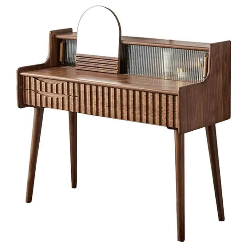 

Nordic black walnut, all solid wood dresser is simple, makeup table light luxury makeup table