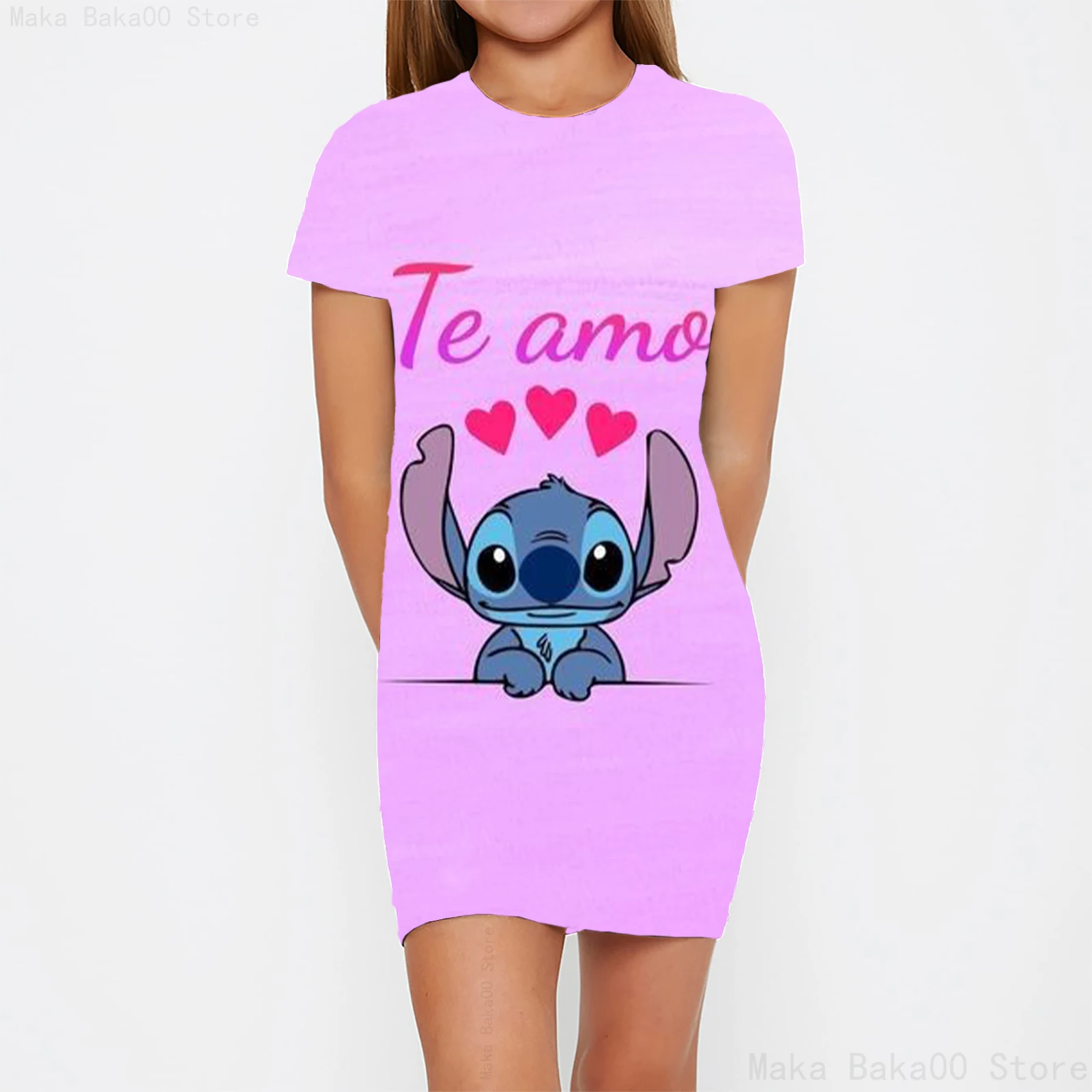 Girls Cosplay Cartoon Costume Stitch Dress Kids Summer Short Sleeve Princess Dress Up Kids Birthday Party 3D Costume