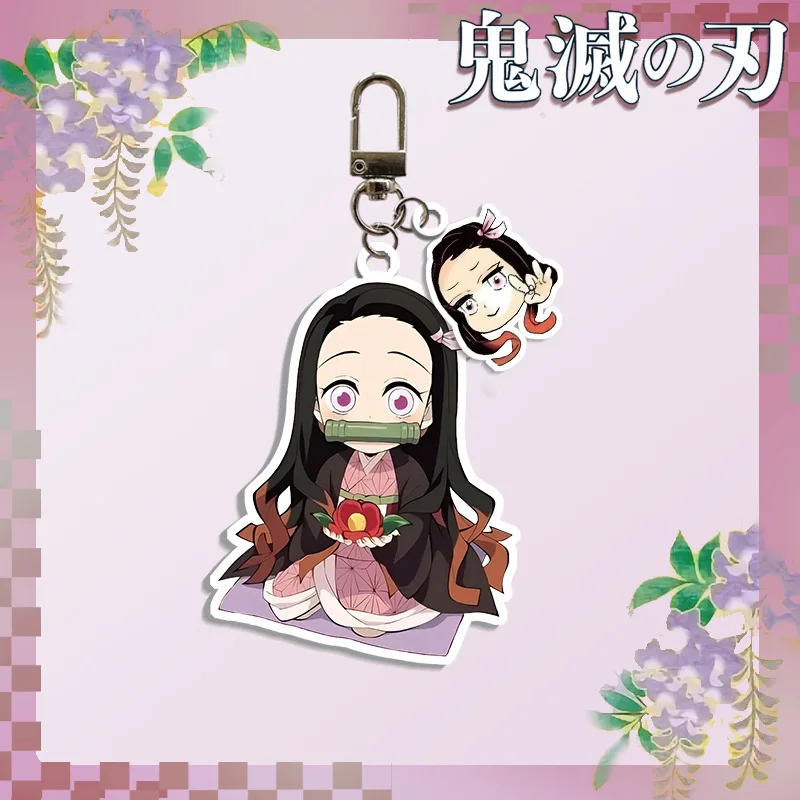 Popular Anime Demon Slayer Acrylic Keychain Kamado Nezuko Kamado Tanjirou Role Playing Periphery Bag Jewelry Decoration Pendant