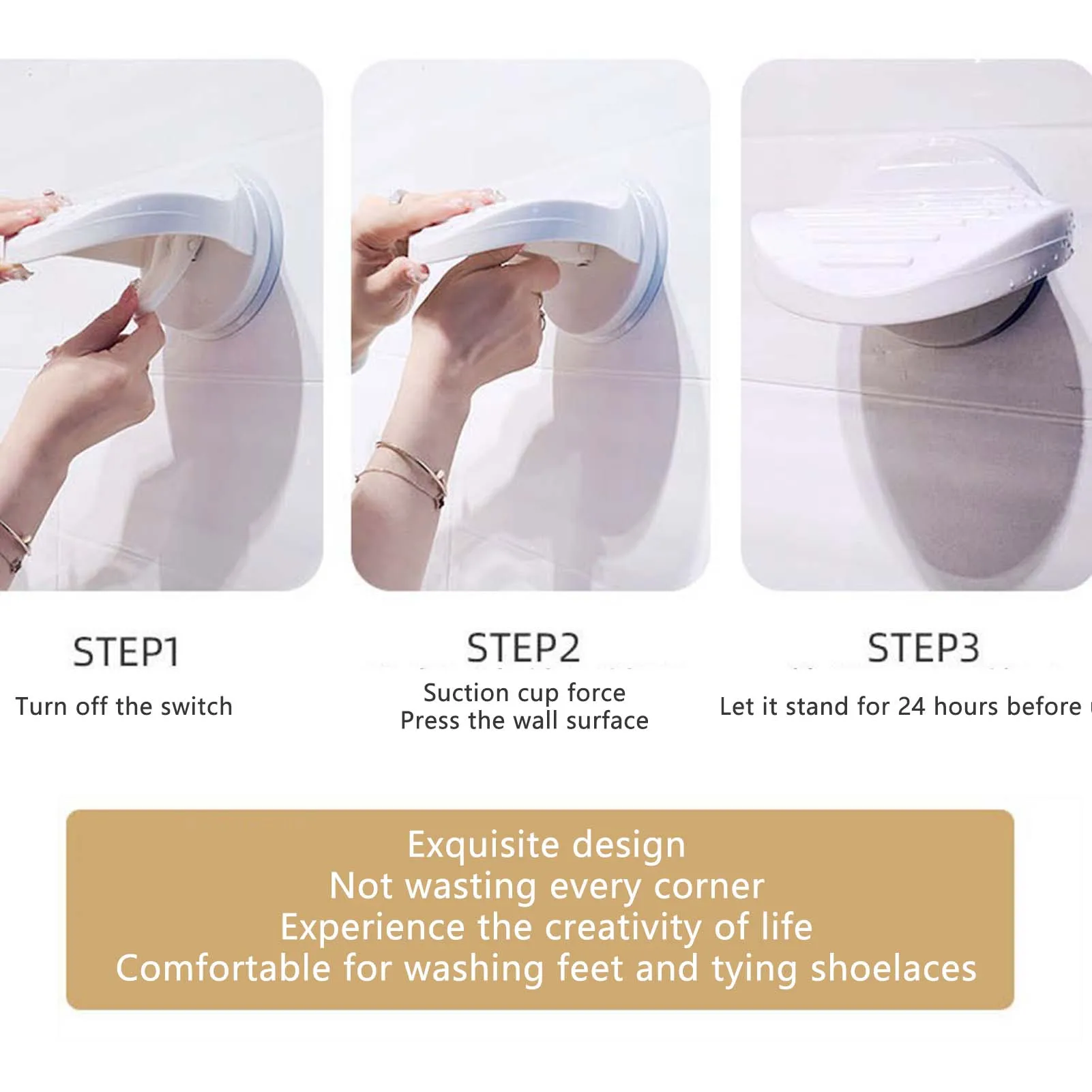 Bathroom Shower Foot Rest Easy Installation Suction Cup with Thickened Material Suitable for Polishing Wearing Shoes