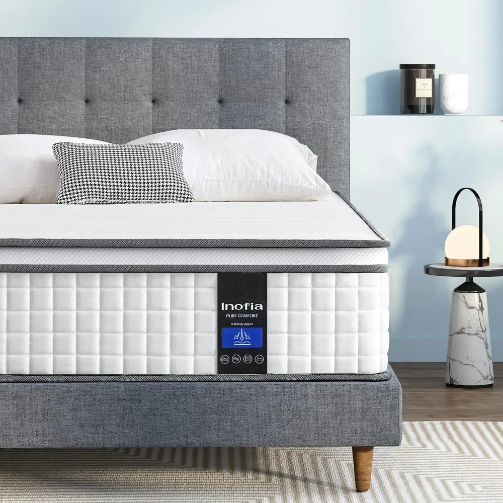 Twin XL Mattress, 10 Inch XLong Twin Hybrid Mattress, Cool Memory Foam with Motion Isolating Individually Wrapped Coils