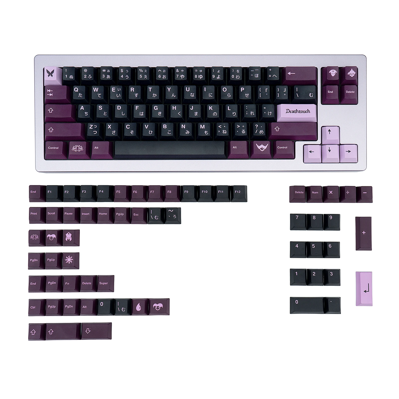 

Колпачок для клавиатуры с черным лотосом, оригинальный PBT, полностью пятисторонний, с горячей сублимацией, индивидуальный механический колпачок для клавиатуры, персонализированный черный и чистый