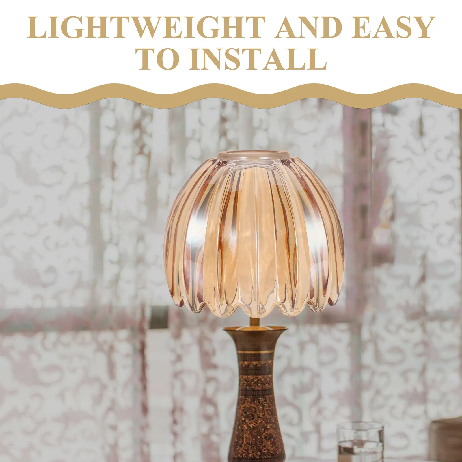Pumpkin Shape Amber Glass Lamp Shade Decorative Globe Replacement for Pendant Wall Wall Sconce Ceiling Light Fixture Table Lamp