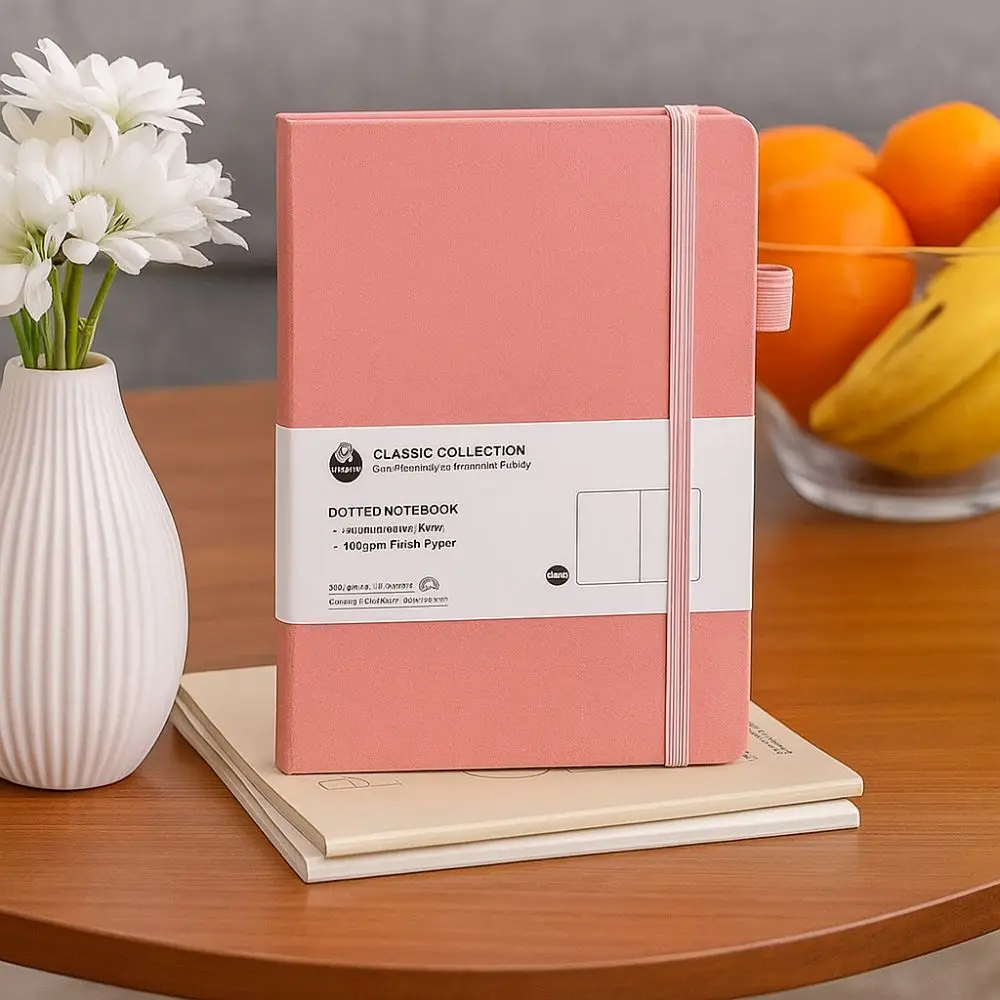 Simple Premium A5 Notebook Tie-strap Back Pocket Journal Notebook Bookmark Ribbon Business Notebook Business