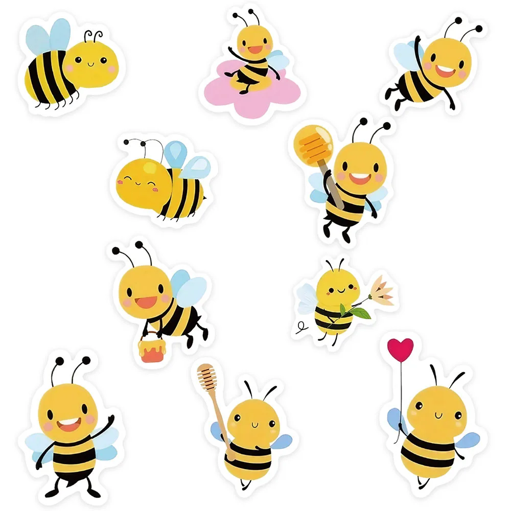 100-500pcs Cartoon Bee Stickers Cute Animal Sticker Waterproof Self-Adhesive Sticky Paper Rewards Sealing Label Stationery Kids - view 2