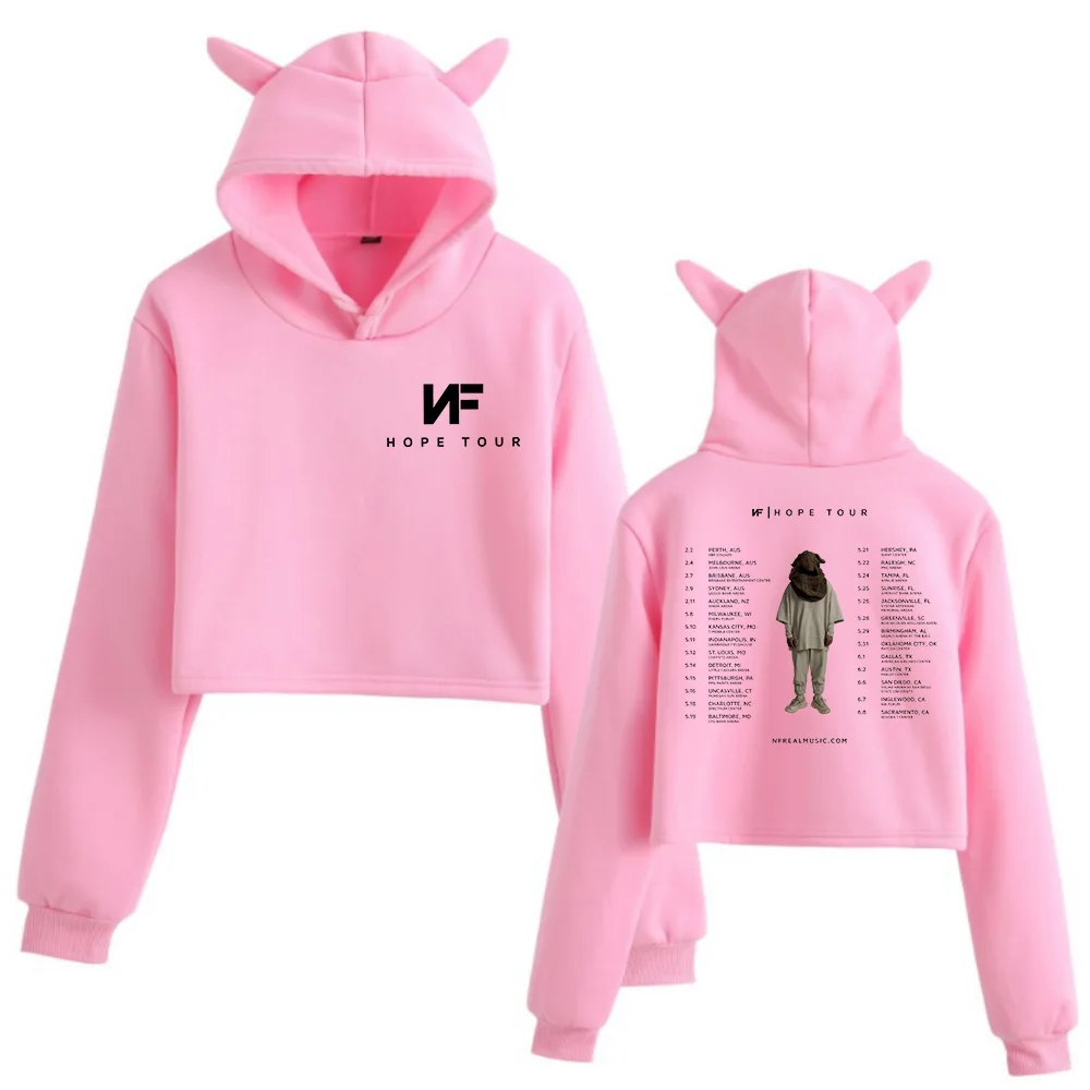 N.f Hoop Tour 2024 Kattenoren Met Lange Mouwen, Reguliere Gamefans, Cadeau-Print Meisjesmode Hoodie