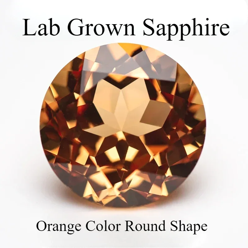 

Lab Grown Sapphire Orange Color Round Shape Charms Gemstone Beads for Diy Jewelry Making Materials Selectable AGL Certificate