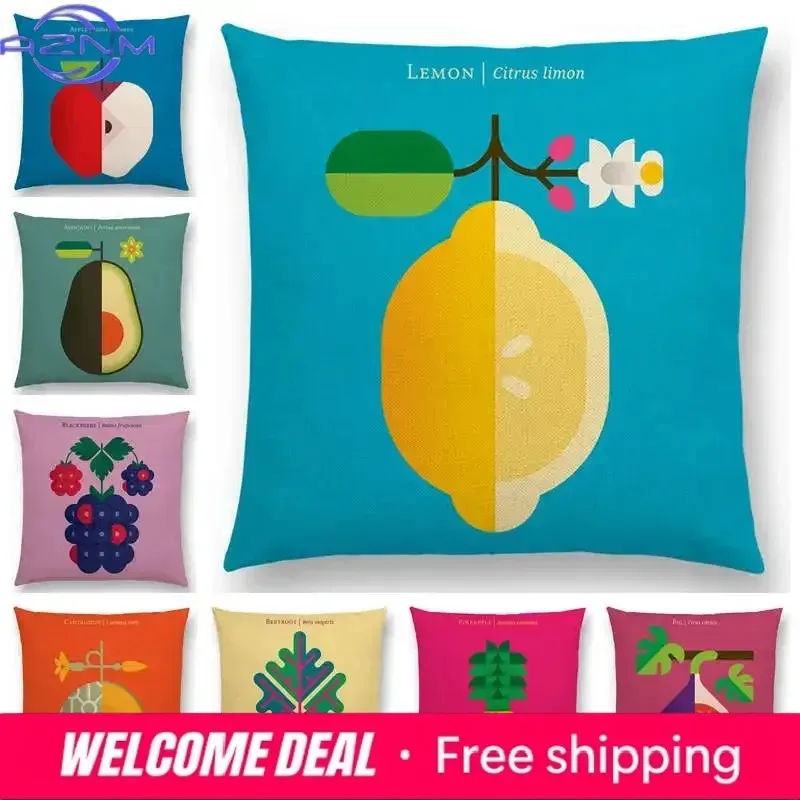 Lovely Fruits Vegetable Cushion Cover Lemon Pineapple Avocado Blackberry Onion Beetroot Cucumber Sofa Throw Pillow Case