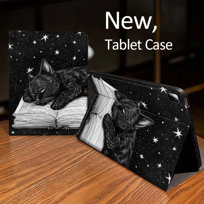 

Black Cat Moon Art Case For Xiaomi Mi Redmi Pad 2 4 5 7S 6S 6 7 8 Plus SE Pro K 2025 inch 8.7 11 Tablet