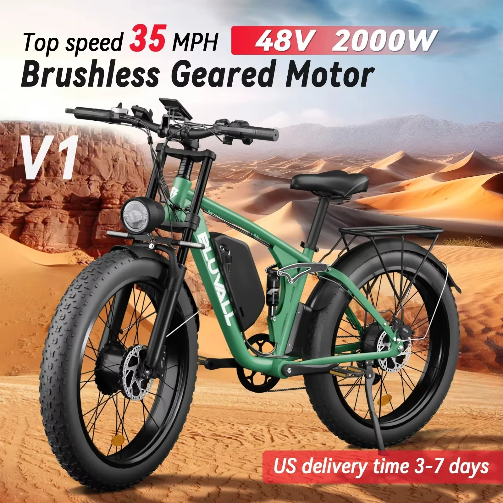 Electric bicycle NEW V1 2000W dualmotor 48V22.4AH battery adult Electric bike All terrain hydraulic brake multifunctional E-bike