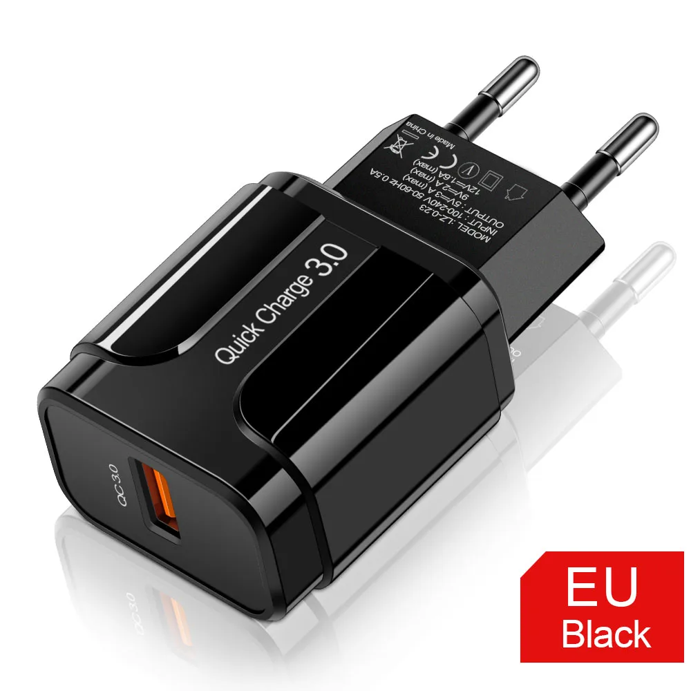 18W Quick Charge 3.0 5V 3A USB-Ladegerät für iPhone Xiaomi Samsung S20 Universal qc3.0 Schnellladung für Mobiltelefon-Ladegeräte