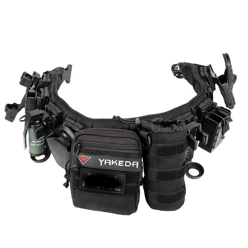 Sabuk Taktis TLF Yakeda Cinturon Nylon 11 Buah Set Kantong Molle Keamanan Luar Ruangan untuk Pria