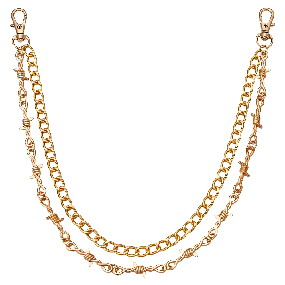 Pant Chain Double Layer Thorn Metal Jeans Chain Gold Pocket Chains Belt Loop Chains for Men Women Fashion Trendy Punk Clothing