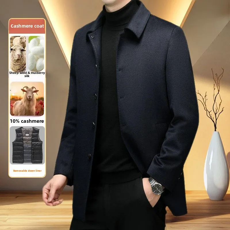 الكشمير معطف الصوف الرجال الخريف الشتاء الأعمال أبي أسفل معطف الرجال #2