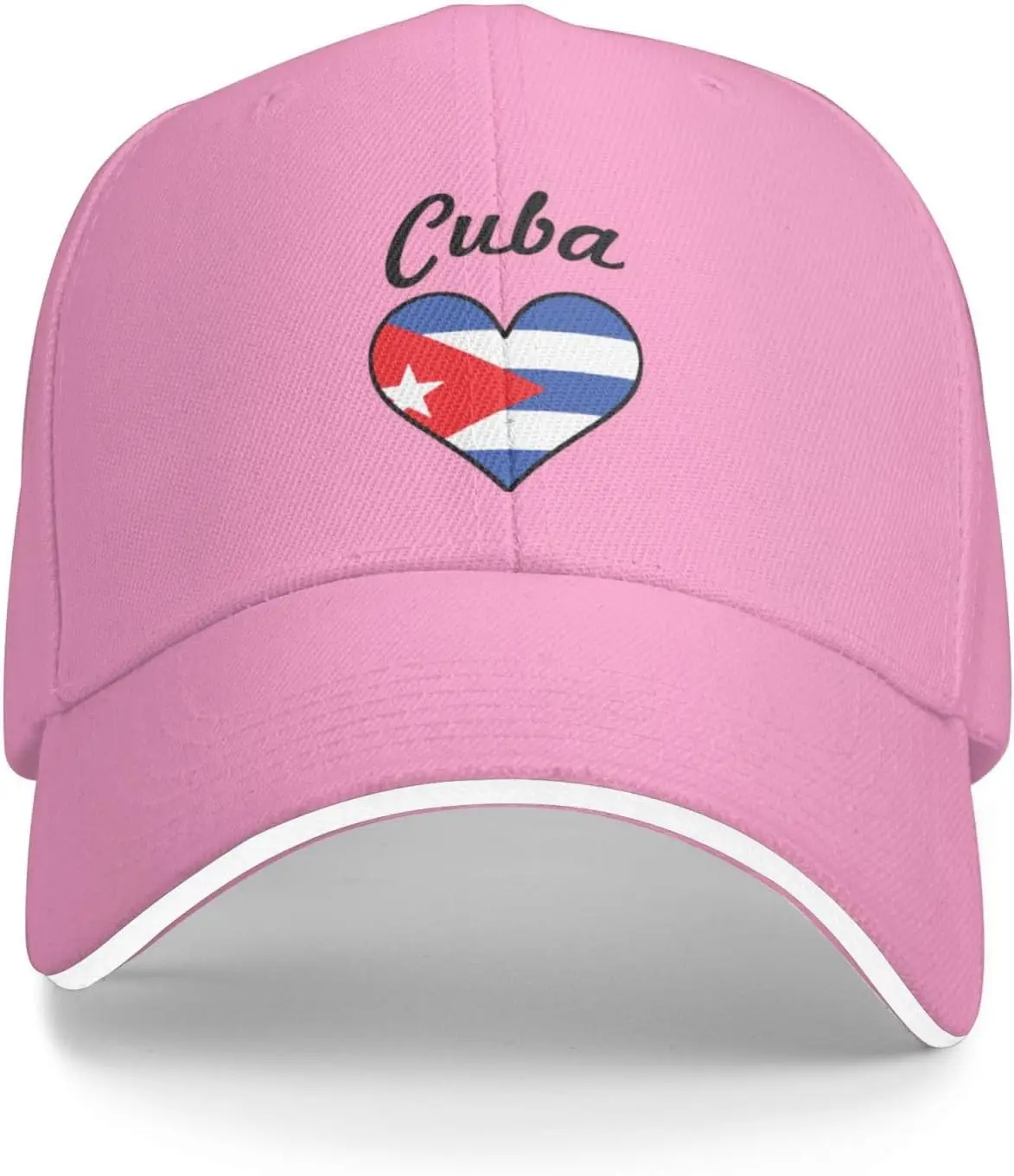 Розовая бейсболка с дизайном флага Кубы в форме сердца, летняя повседневная регулируемая кепка из полиэстера с защитой от солнца