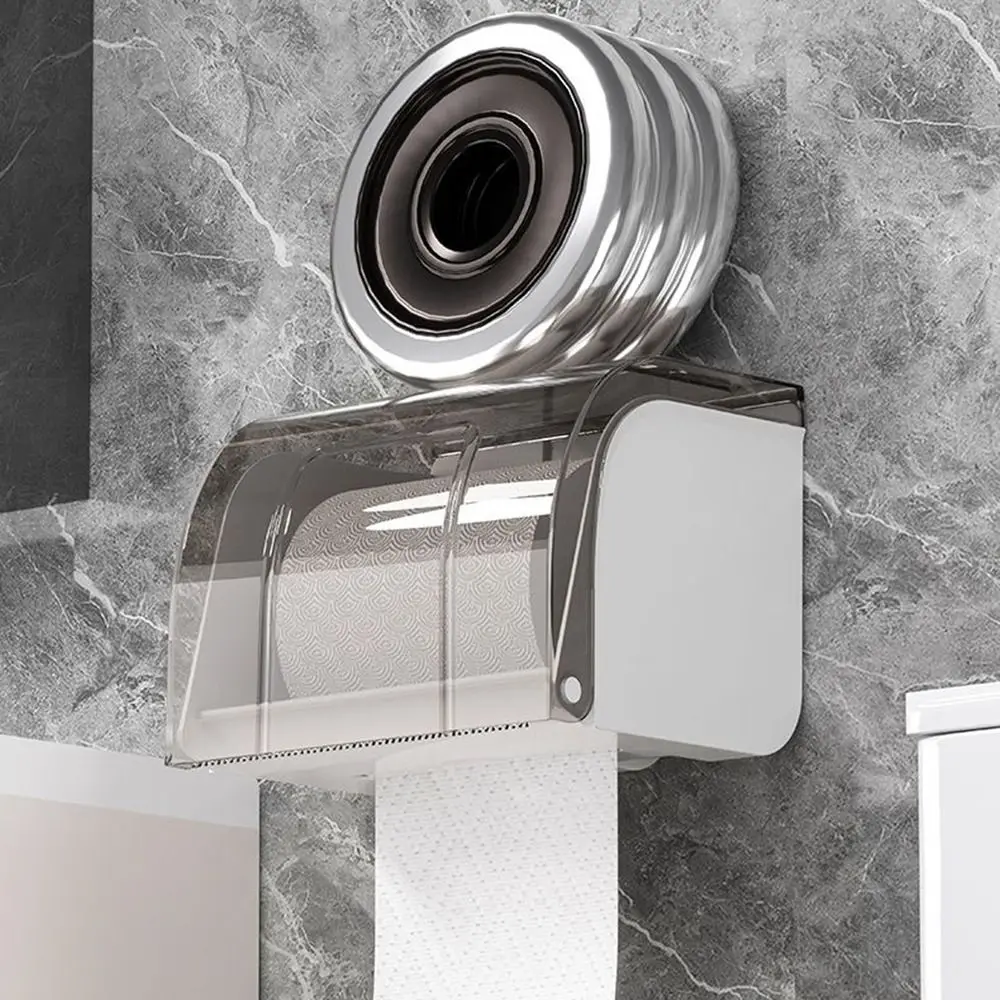 Waterproof Toilet Paper Holder Self Adhesive Flat Top Bathroom Tissue Box Widen Paper Outlet Space-Saving view 4