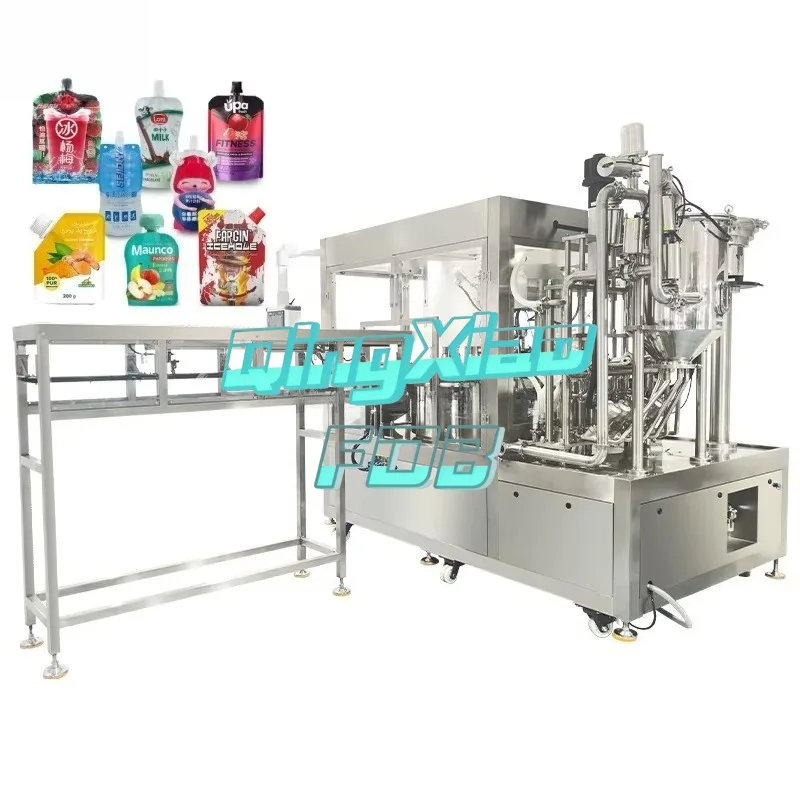 Automatic 6 Nozzle Filling  Machine For Juice Jam Standup Spouted Pouch Filler Capper Packaging  Equipment  Food Grade Indus FOB