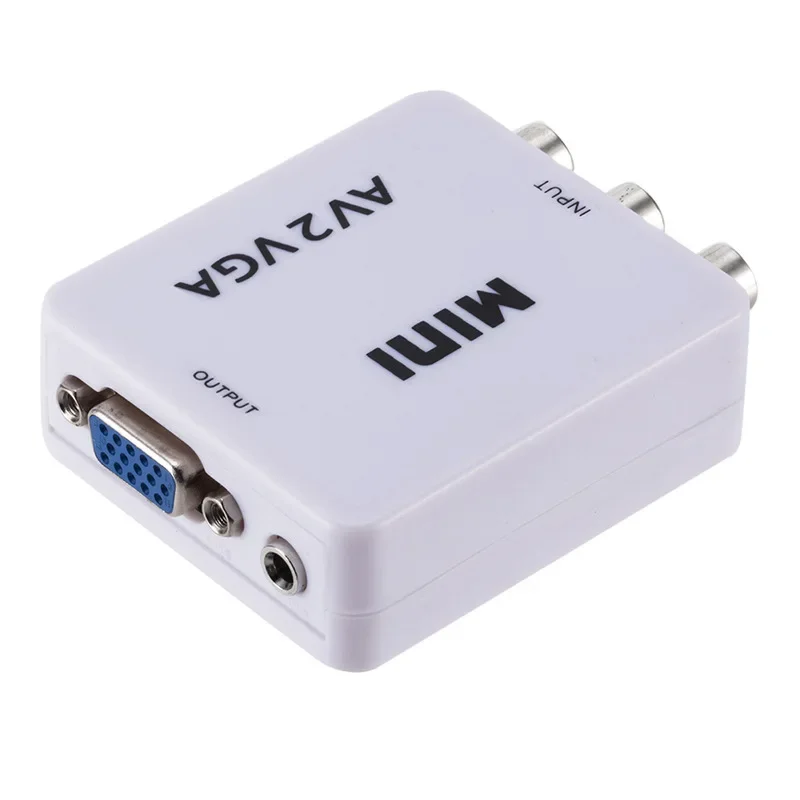 AV to VGA Converter 1080P Mini RCA to VGA Video Adapter With 3.5mm Audio jack AV2VGA / CVBS + Audio to PC HDTV Adapter