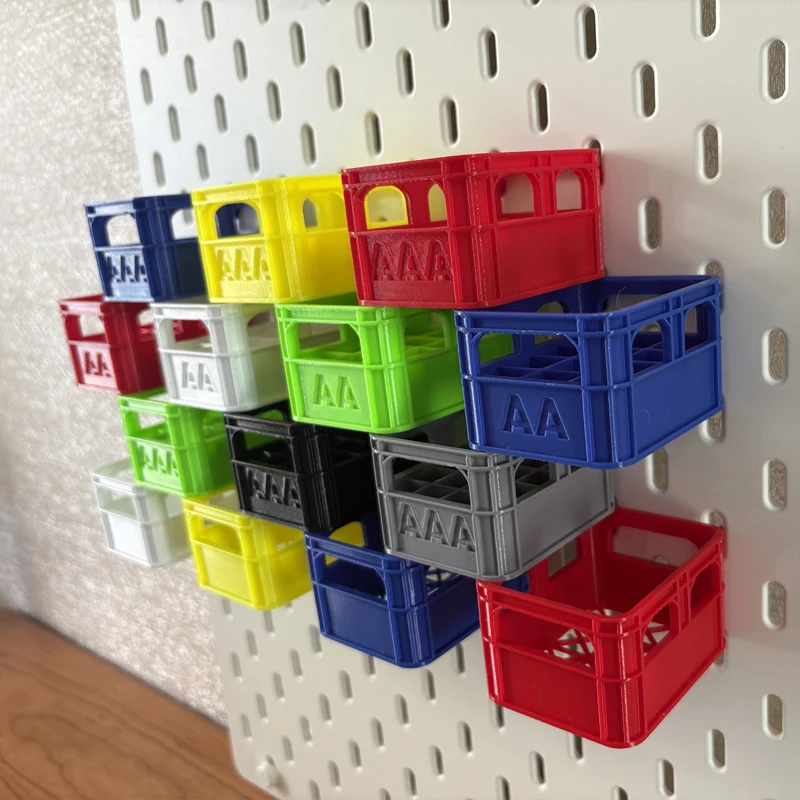 3d impresso skadis pegboard rack de armazenamento de parede tipo gancho caixa de armazenamento de bateria diy caixa de cerveja aa & aaa & 9v & 18650 bateria cesta de armazenamento caixa de armazenamento