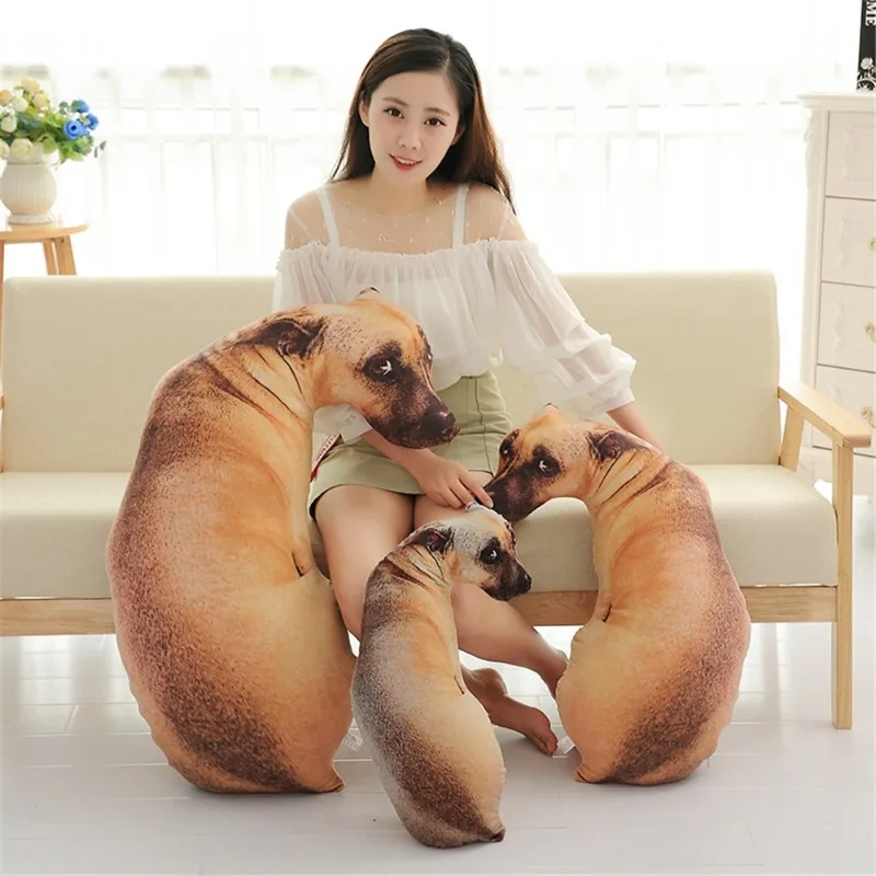 Large Dog Plush Body Pillow Cute Realistic Stuffed Cushion Dog Sofa Decorative Body Pillow Sleeping Chair Back Cushion Decor