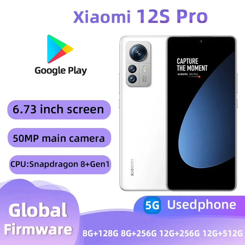 Xiaomi 12S Pro 5G 6.73-inches AMOLED CPU Qualcomm Snapdragon 8+Gen1 3.2GHz Battery 4600mAh 50MP used phone
